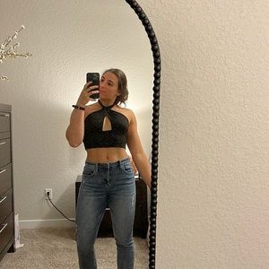 Black Cross Body Crop top